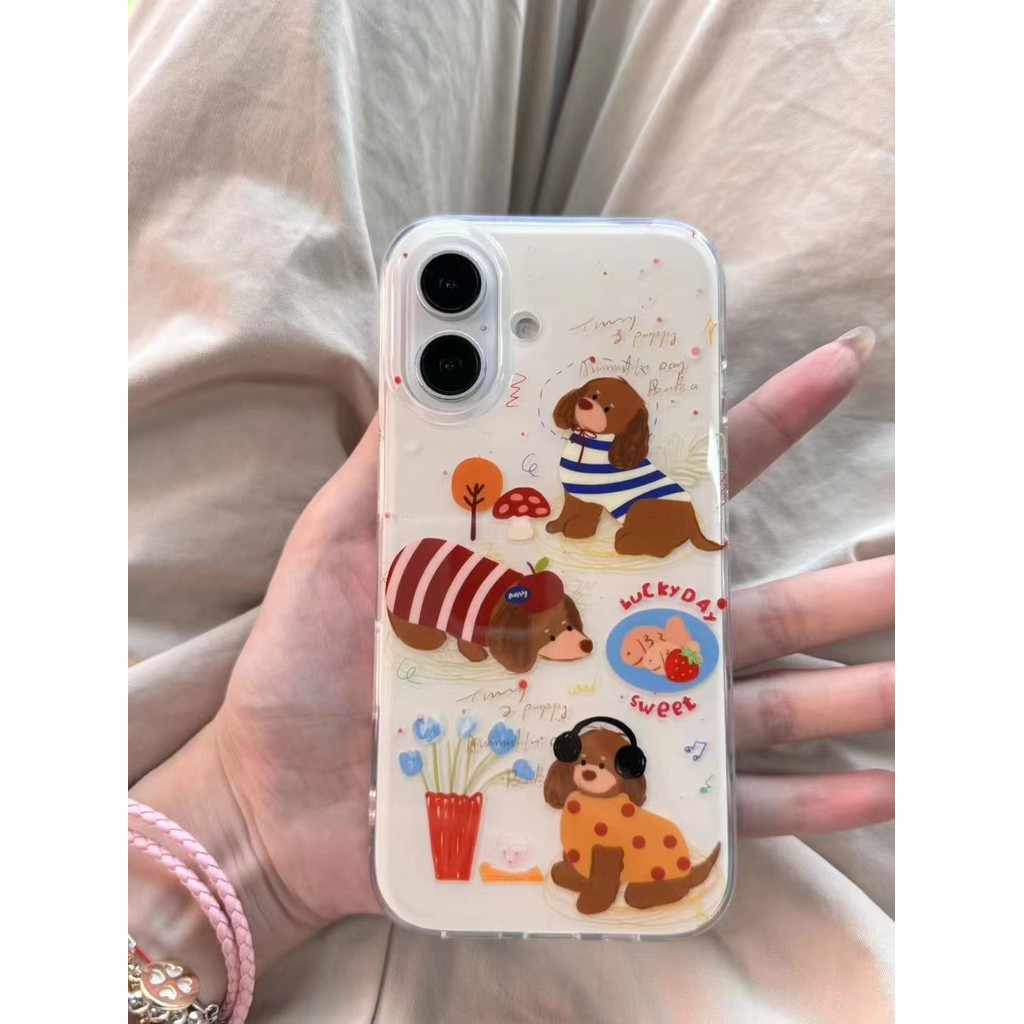 Imd Graffiti ภาพประกอบ Dachshund เหมาะสําหรับ iPhone16promax iPhone 13/14/15/12/11 กันกระแทกกรณี X0WV