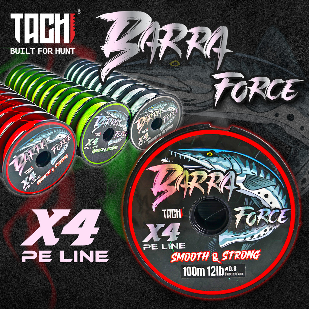 TACHI BARRA FORCE PE 4X Casting Braided Line 100M 6-60lbs Line น้ําเค็มน้ําจืด Tali Ultra Strong ทนท