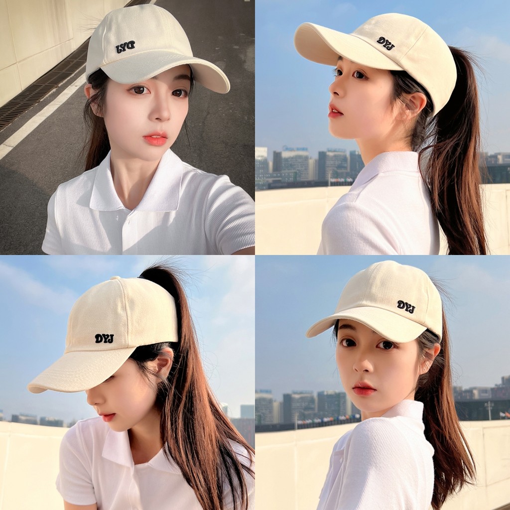 🥥Evelyn🥥หมวกเบสบอล ปักตัวหนังสือ สีพื้น ปีกหน้า สายปรับด้านหลัง ใหม่ หมวก กลางแจ้ง กันแดด พร้อมส่ง