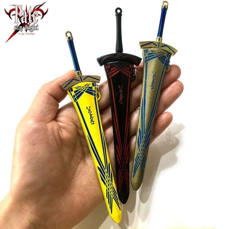 Anime Fate Grand Order Saber Weapon Keychain Arthur Pendragon Excalibur Keyrings Key Chains Backpack