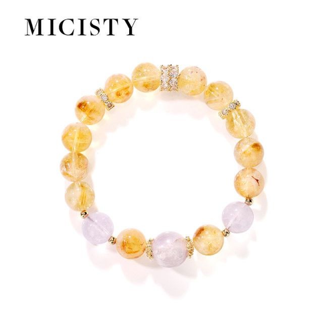 Micisty Sunset Afterglow คริสตัลธรรมชาติ Transfer Lucky Fortune Yellow Tower คริสตัลลาเวนเดอร์