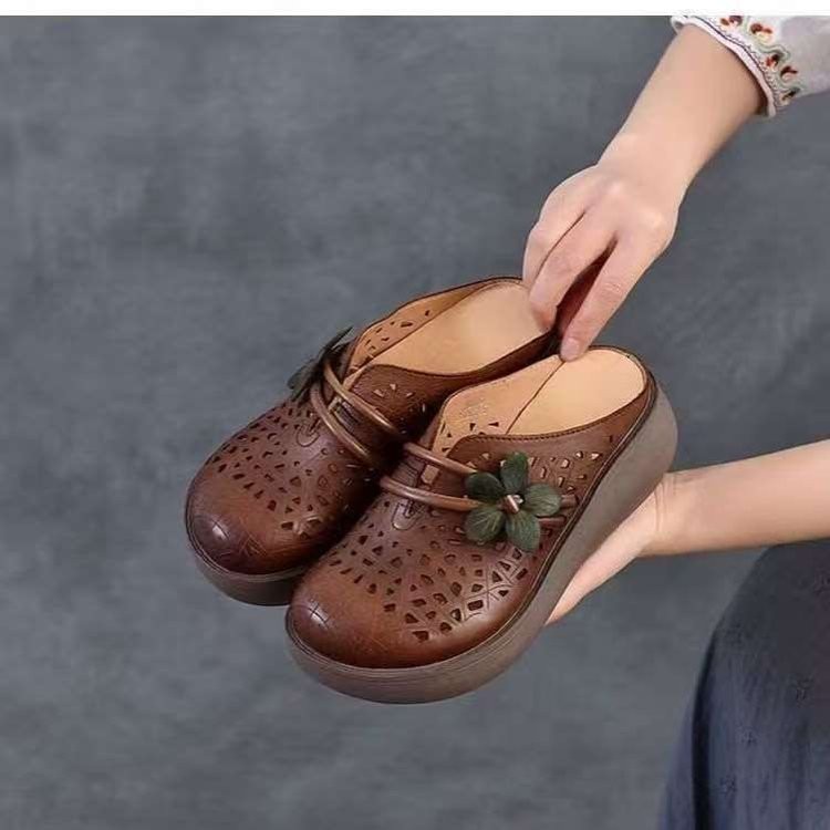 รองเท้าแตะสุภาพสตรีสไตล์เกาหลี Baotou Soft Sole แบบเรโทรหรูหรา ไซส์ 35-40