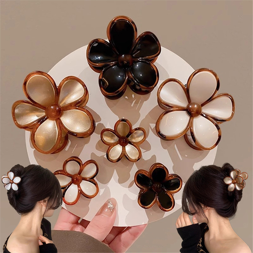 Retro Amber คลิปดอกไม้สำหรับเส้นผม สไตล์เกาหลี.Simple Frangipani เครื่องประดับผม