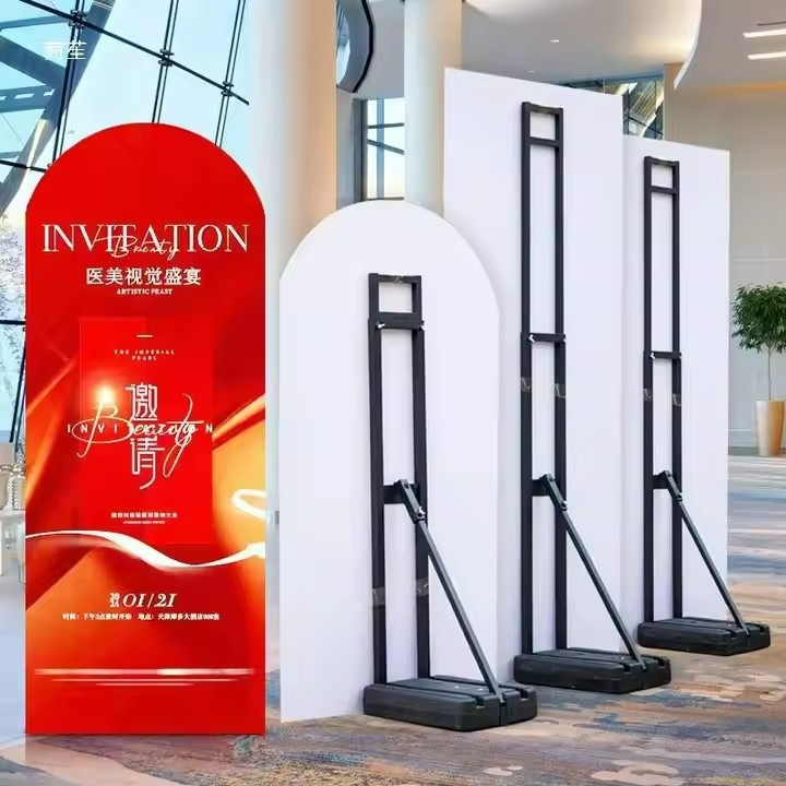 ขาตั้งป้าย สแตนดรี้ สีดำ สำหรับตั้งป้าย KT Board พับเก็บได้ ป้ายโฆษณา ขาตั้งป้าย