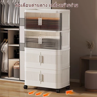 Living ตู้เก็บของ ล็อคเกอร์พับได้ 1/2/3/4/5 ชั้น ล็อคเกอร์เอนกประสงค์ แบริ่งน้ำหนัก 200 KG ล็อคเกอร์มีล้อ