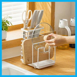 NaChuan Cutting Board Knife Holder #White ชั้นวางเขียงและเก็บมีด สีขาว.