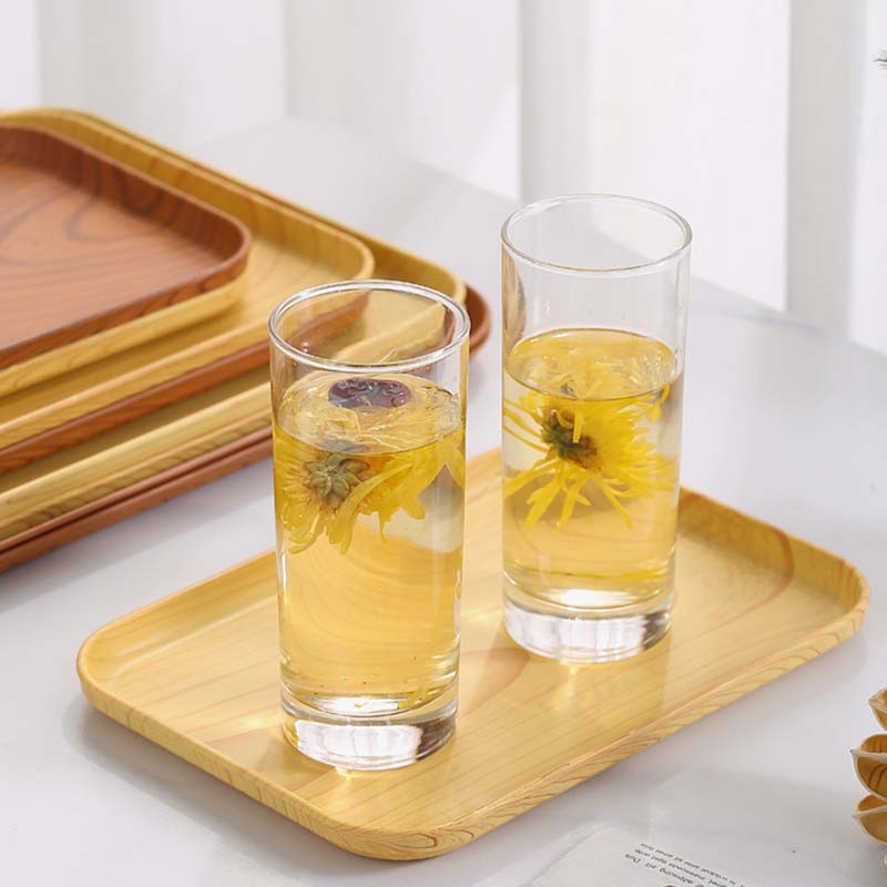 PAสไตล์จีน  ถาดชาผลไม้ ถาดเก็บของ เดสก์ท็อป ถาด ลายไม้เทียม ของว่าง PP - รูปที่ 4