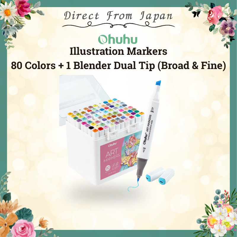 Ohuhu 80 Colors Illustration Markers + Blender Dual Tip Alcohol-Based Manoa