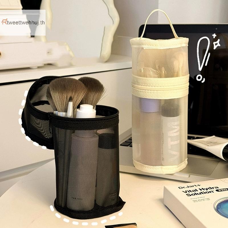 Tw ตาข่าย Dual-ใช้แปรงแต่งหน้ากระเป๋าแปรงแบบพกพา Simple ความจุขนาดใหญ่แปรงผู้ถือถัง Travel Stand-up กระเป๋า huj