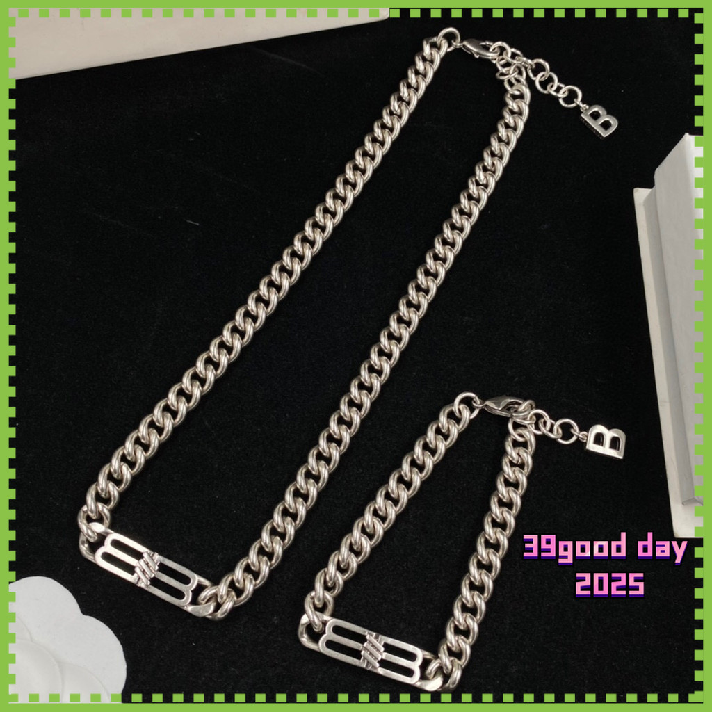 [B-home] สร้อยคอลมด้านหนากลาง Double B / 03130