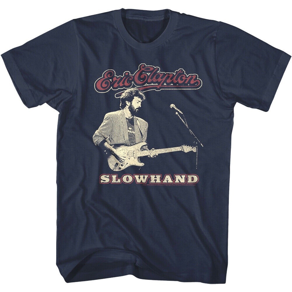 เสื้อยืดผู้ชายสไตล์ร็อกยุค 70 ออกแบบตามภาพปกอัลบั้ม Slowhand ของ Eric Clapton ทำจากผ้าฝ้าย 100%