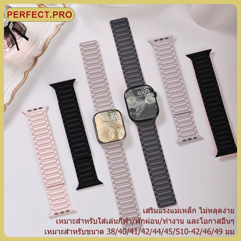 สายแม่เหล็กสำหรับ iWatch Series 11 10 9 8 7 6 5 4 3 2 1 สายซิลิโคน Ultra 49mm46mm45mm44mm42mm41mm40mm38mm