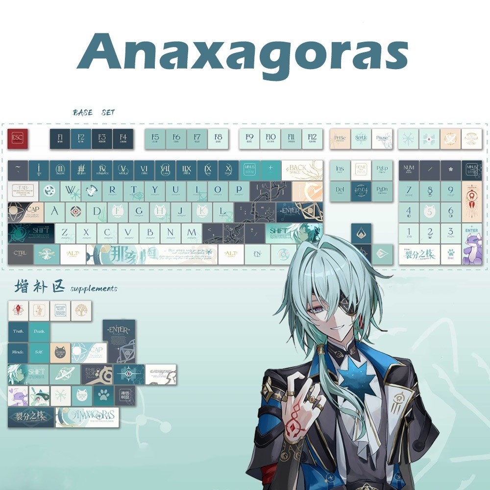 Anaxa Keycaps 120 คีย์ Cherry/MOA โปรไฟล์ PBT Dye Sublimation Wooting60 MAD60 Aula F75 Keycaps Cool Creative อะนิเมะ Anaxagoras Honkai: Star Rail Keycaps