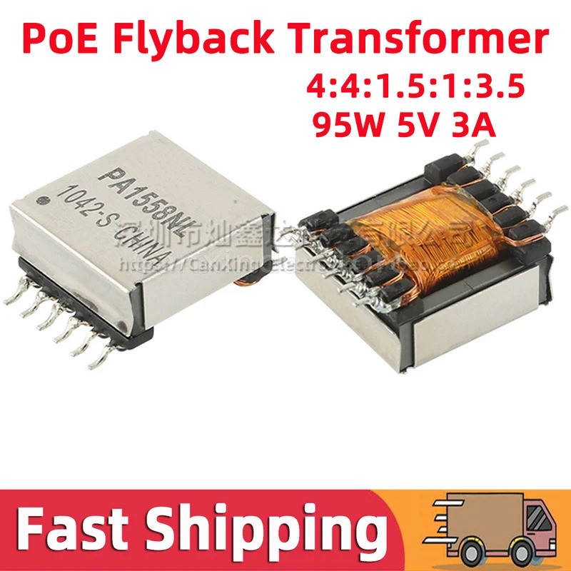 5pcs PA1558NL SMD EFD20 PoE Switching Power Supply Flyback Transformer 95W 5V 3A Flyback 4:4:1.5:1:3