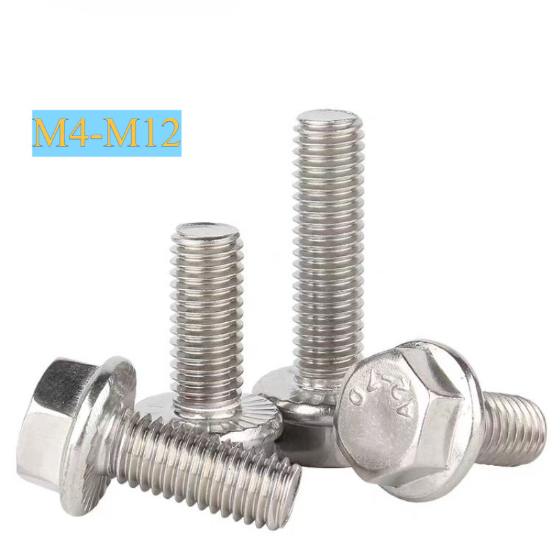 [XNY] 304 สแตนเลสสตีลสกรูหกเหลี่ยมภายนอก Anti-Loose Flange Bolt พร้อมสกรูพื้นผิวหน้าแปลนฟัน M4M5M6M8M10M12