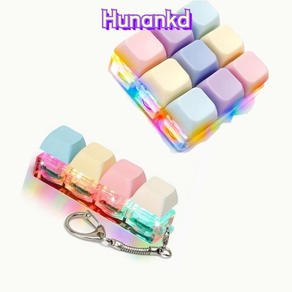 HUAN พวงกุญแจ Fidget, ปุ่มคีย์บอร์ด DIY ปุ่มนิ้วมือคีย์บอร์ด Caps, Keycap พร้อมไฟบรรเทาความเครียด Clicker ของเล่น