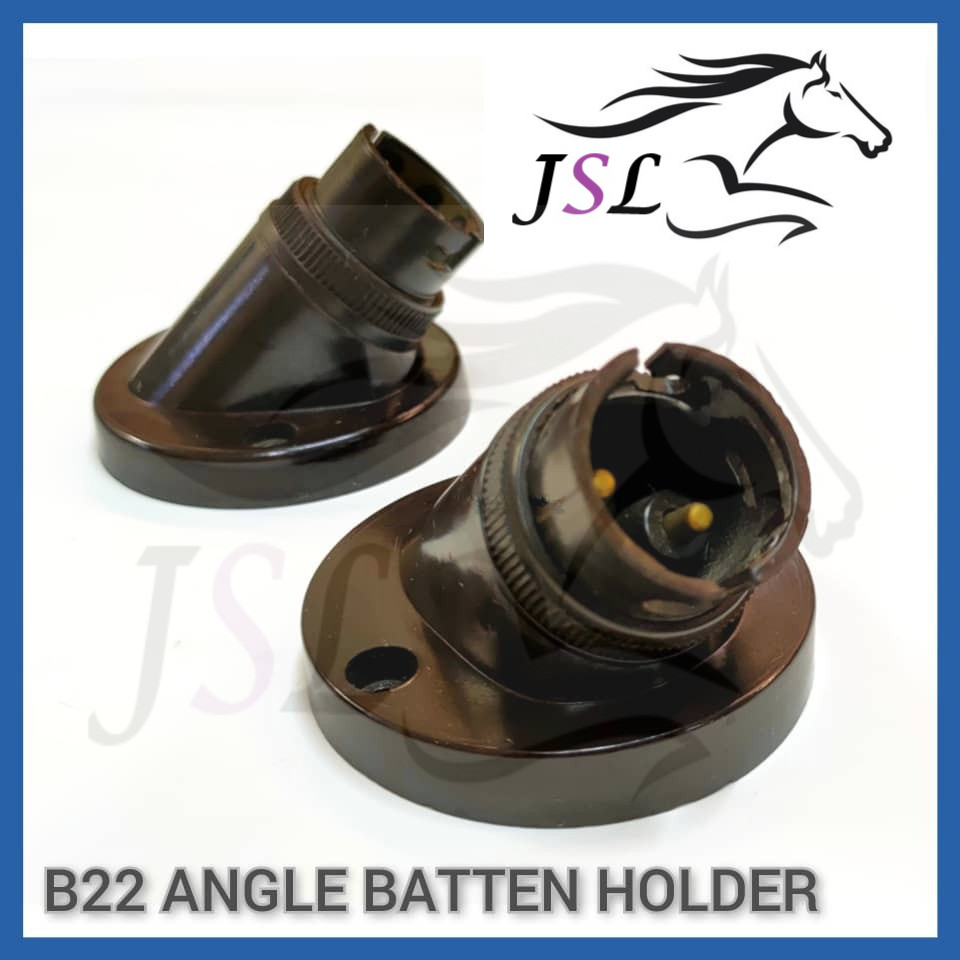 Angle Batten Bulb Holder B22 / BC Pin types holder - สีดํา