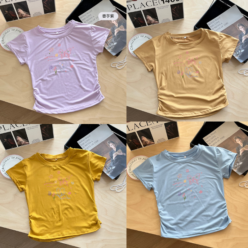 G03-06 เสื้อยืดแขนสั้นพิมพ์ลายผีเสื้อ สุดน่ารัก แนวเกาหลี หลายไซส์ ผ้านิ่มสวมใส่สบาย ใส่ได้ทุกโอกาส ราคาถูก