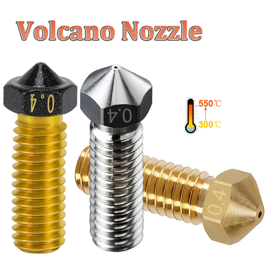 Top Quality 2pcs E3D Volcano Nozzle 3D Printer Hotend M6 Hardened Steel Copper Plated V6 Volcano Noz