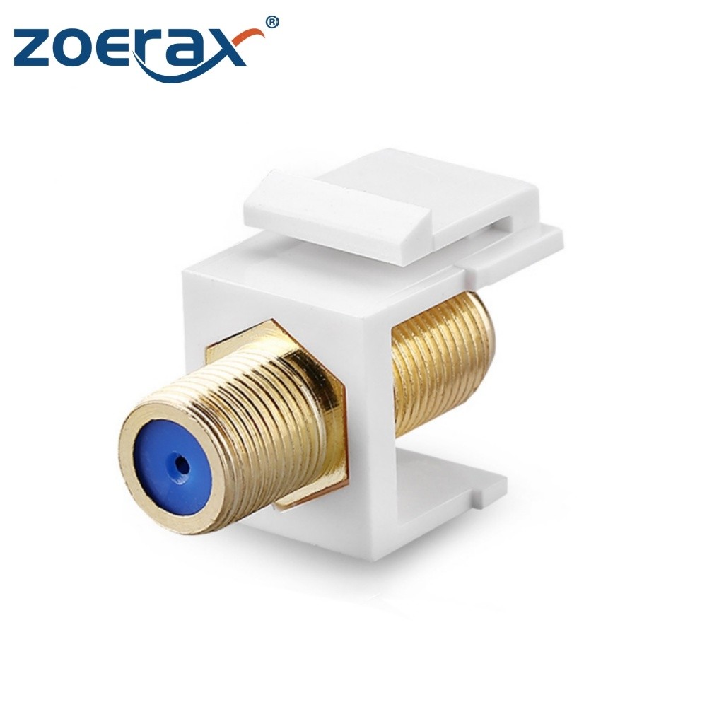 ZoeRax 1PCS Coaxial Keystone แจ็คใส่ Gold-Plated RG6 Keystone แจ็คใส่ F-Type Keystone Connectors