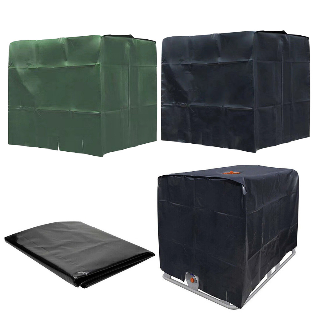 IlislandIBC ถังสวนกลางแจ้งฝาครอบกันน้ํา 1000 ลิตร IBC Rain Water Container Ton Barrel Sun ป้องกันฟอยล์ฝุ่นครอบคลุม