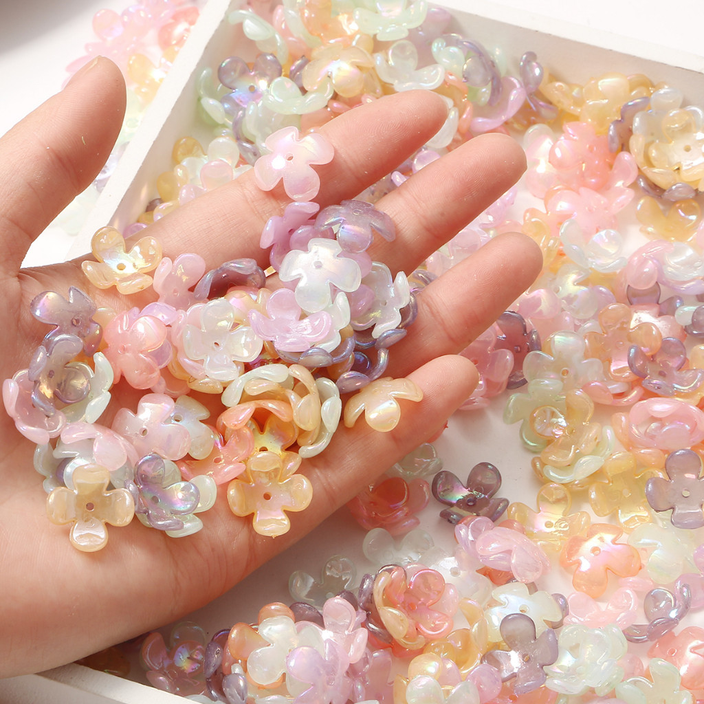 20ชิ้น/ล็อต หลากสี ดอกไม้กลีบลูกปัดดอกไม้อะคริลิลูกปัดสําหรับสร้อยข้อมือเครื่องประดับทําอุปกรณ์วัสดุ ทําเอง