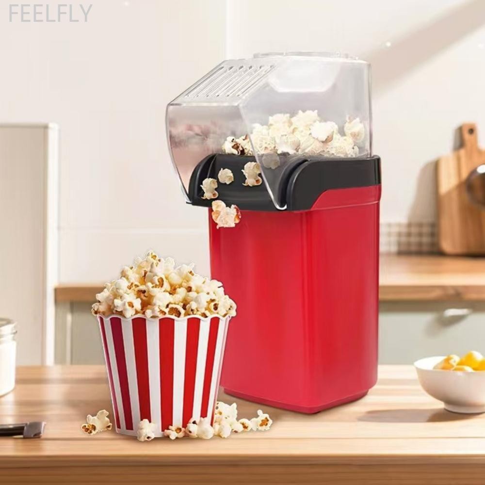 FEELFLY เครื่องทําป๊อปคอร์นลมร้อน EU/US/UK Oil-Free Family Fun ฝาปิดโปร่งใส Popcorn Maker Party Home
