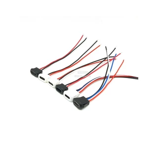 Type-C ซ็อกเก็ตหญิง 2P/4P กาวฉีดประเภทความดันโดยตรงสีดําสีขาวพร้อม PH2.0 Terminal เชื่อมลวดรูปไข่พร้อมอินเทอร์เฟซการชาร์จสายไฟ