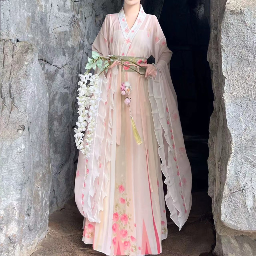Huashen Hanfu สำหรับผู้หญิง สไตล์ราชวงศ์ดั้งเดิม พร้อมแขนกว้าง สวมใส่ได้ทุกวันหรืองานพิเศษ
