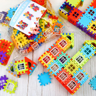 GeeToy บ้านและก่อสร้างด้วย หน้าต่าง ของเล่นบล็อกตัวต่อสําหรับเด็กเข้ามุมเล็กสีสันสดใส
