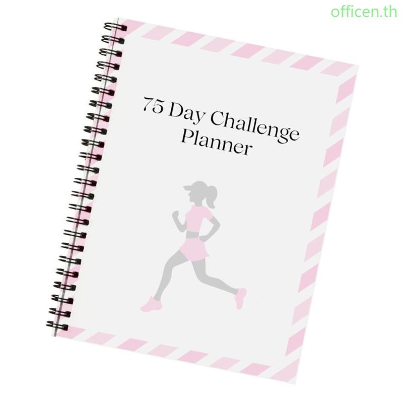 Cen 75 Day Challenge Planner Journal Fitness อ่านอาหารติดตามสมุดบันทึก Twin Coil Binding Daily Plann