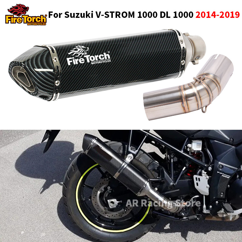สําหรับ SUZUKI V-STROM 1000 DL1000 2014-2021 รถจักรยานยนต์ไอเสียระบบ Mid Link ท่อท่อไอเสีย AK สไตล์ Racing