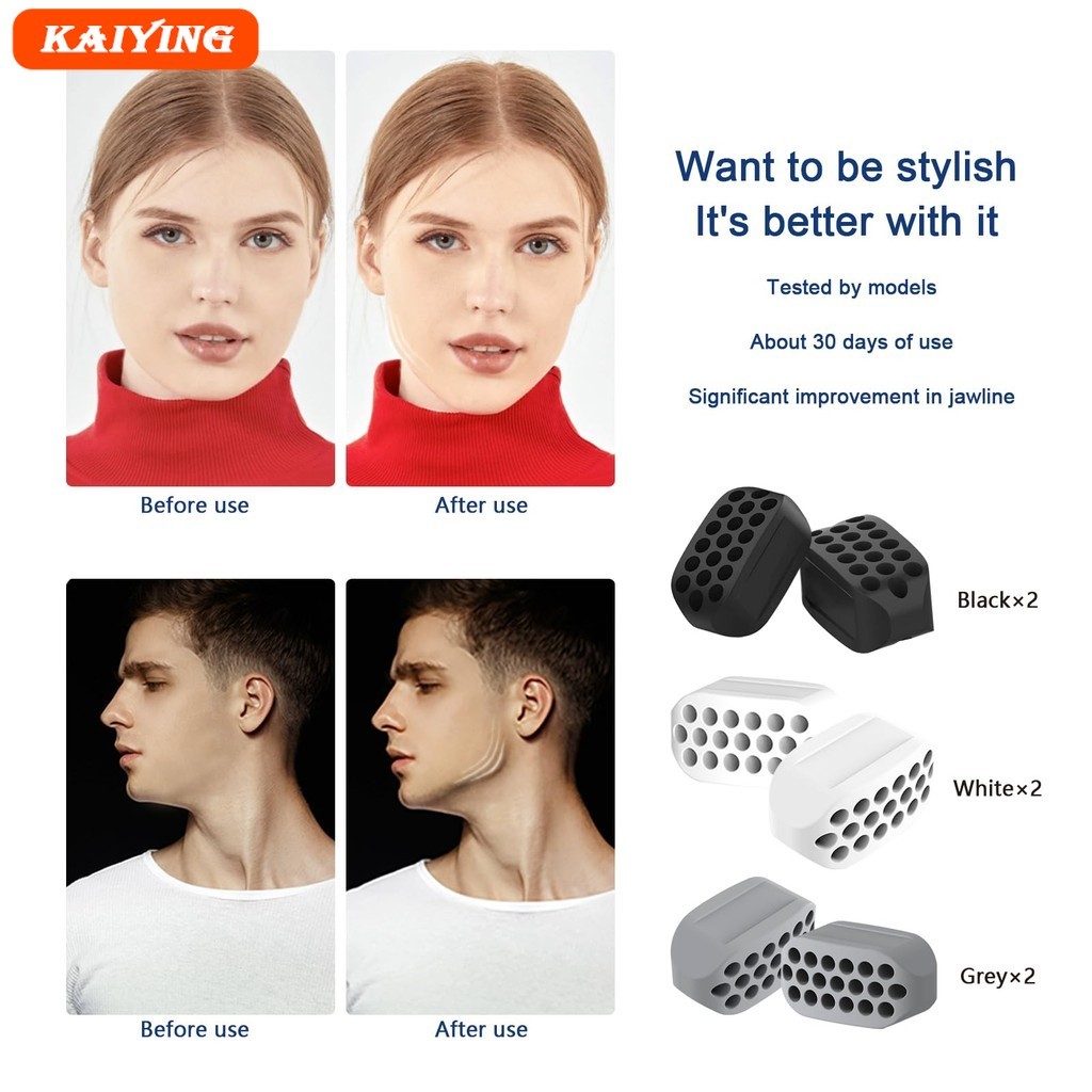 2 ชิ้น Jaw Exerciser สําหรับผู้ชายและผู้หญิงซิลิโคนเม็ด Jaw Exerciser Gum BPA ฟรี Jawline Trainer & 