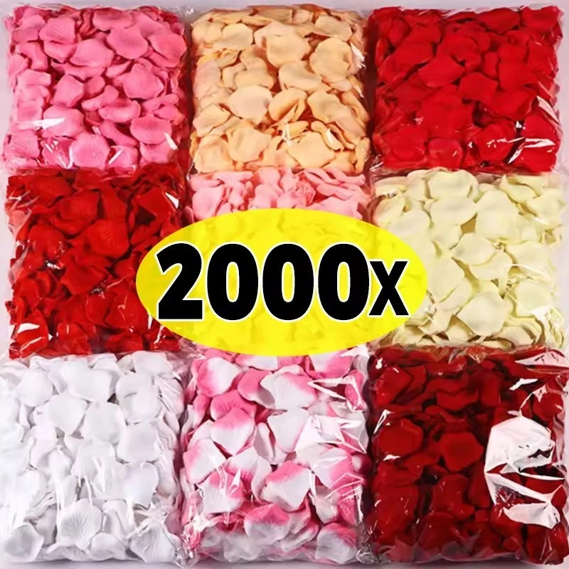 500/1000/2000 ชิ้นผ้ากลีบดอกกุหลาบปลอม / กลีบผ้าไหมเทียมดอกไม้
