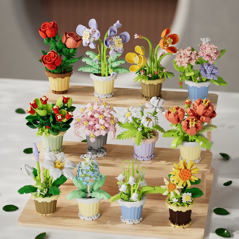 ของเล่นบล็อกดอกไม้ DIY 16 ชิ้น ความสุขที่ต่อได้เองSM1988