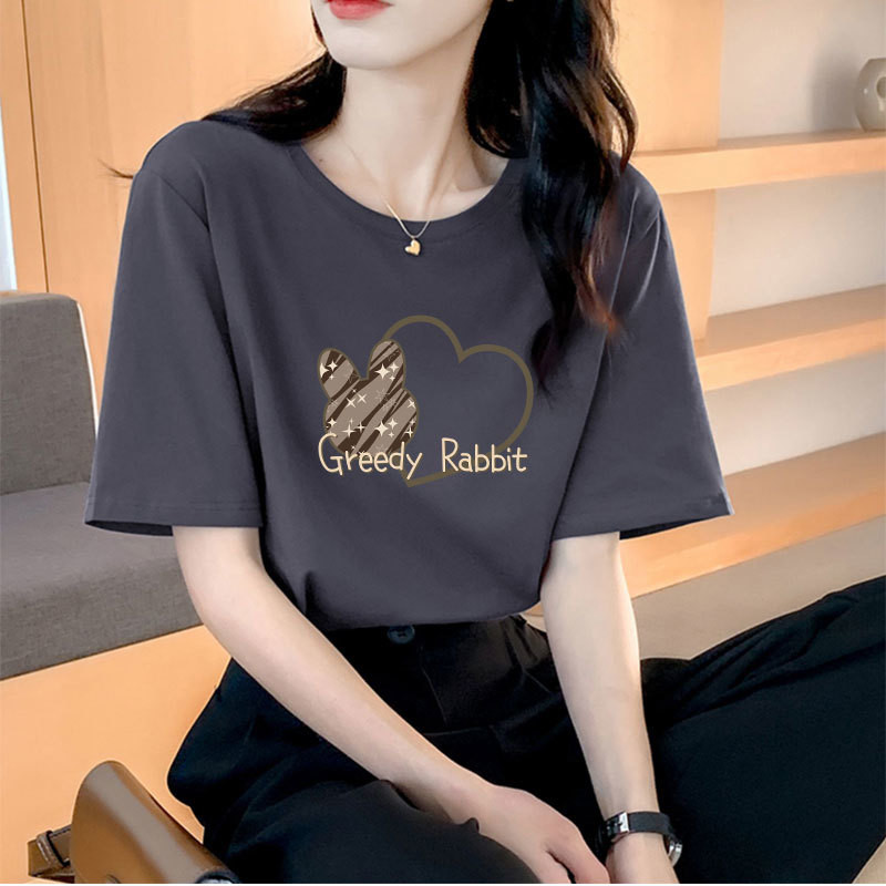 เสื้อยืดแขนสั้นสำหรับผู้หญิง ทำจากผ้าฝ้าย สวมใส่ง่ายและสบาย ในสไตล์ทันสมัย