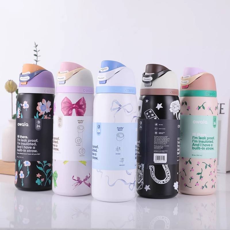 24oz/32oz Owala FreeSip Tumbler - Double Wall Vacuum Insulated (เก็บความเย็น 24 ชั่วโมง/ร้อนได้นาน 12 ชั่วโมง) - BPA Free & Leakproof - with Straw & Spout