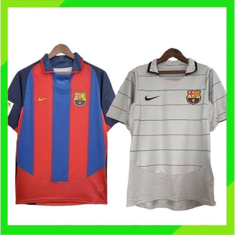 03-04 Barcelona Home Retro Soccer Jersey Football RONALDINHO  #10