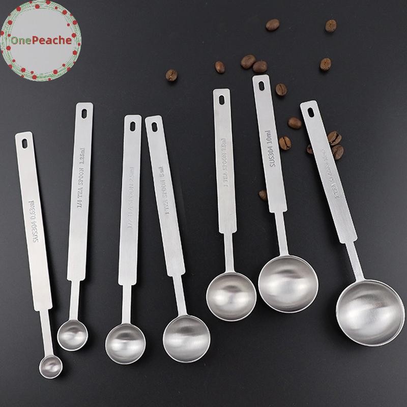 OnePeache 1/4 ชิ้นกาแฟ Scoops ยาว 304 สแตนเลส Tablespoon Stackable ครัวช้อนตวงเหมาะกับคอนเทนเนอร์กาแฟ TH