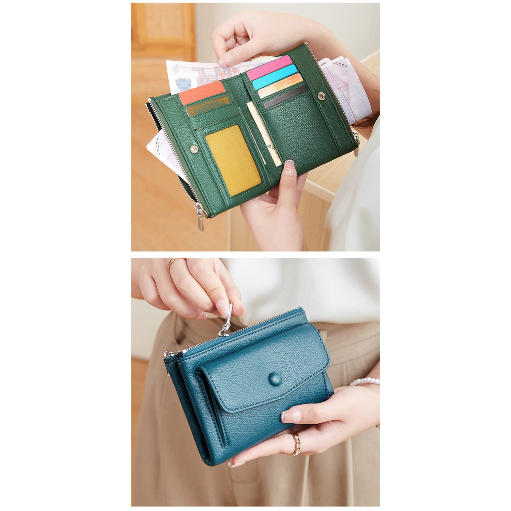 MOAOCAT กระเป๋าสตางค์ใบเล็กผู้หญิง สไตล์มินิมอล ดีไซน์ซิปสองช่อง มีช่องสำหรับเก็บเหรียญ No 259 - รูปที่ 5