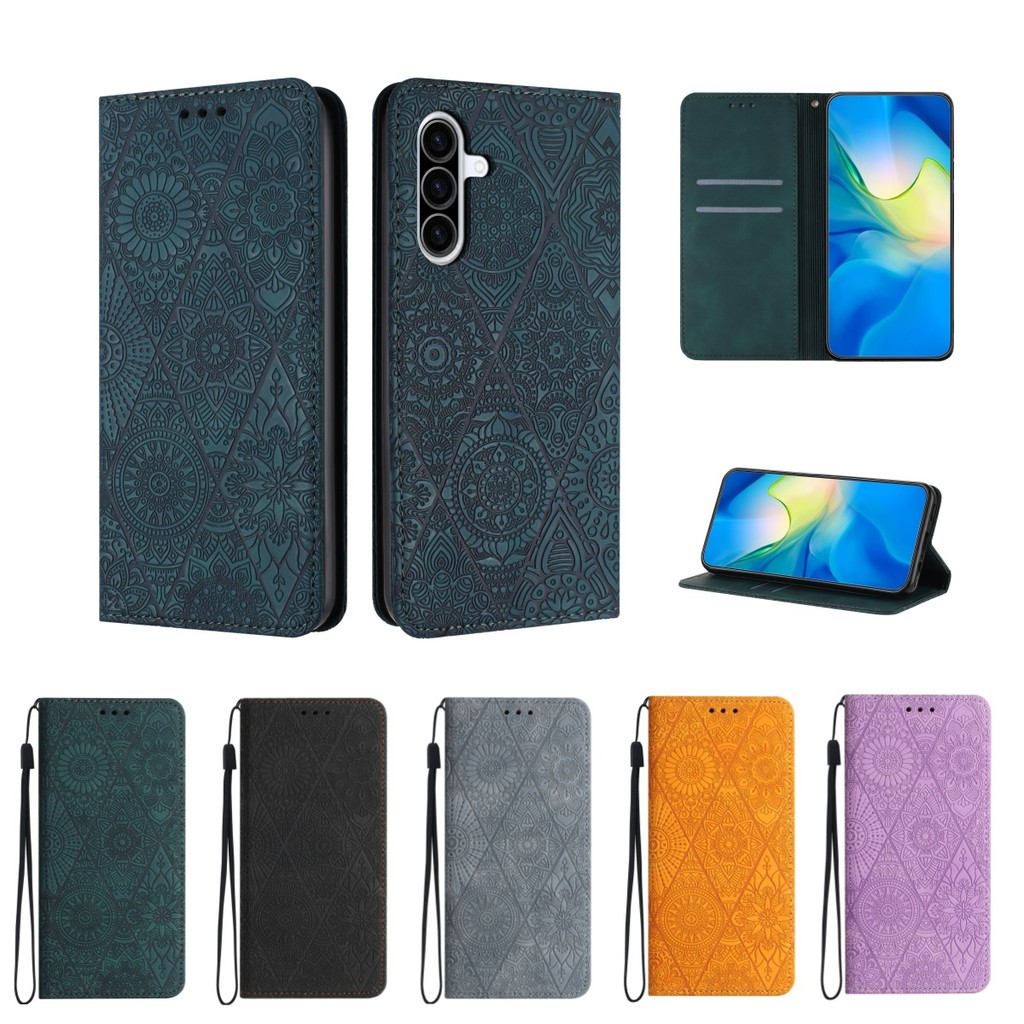 SAMSUNG สําหรับSamsung Galaxy A17 A07 A06 A56 A36 A26 A16 A55 A35 A25 A15 A54 A34 A24 A14 5G/4G Retroกระเป๋าสตางค์หนังPUช่องใส่การ์ดฝาครอบกรณี