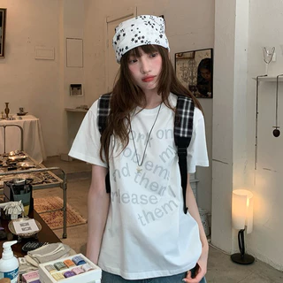 KYO 🌸 เกาหลีสไตล์ ผู้หญิง เสื้อยืด พิมพ์ลาย"WORK ON MY PROBLEMS"ผ้าCOTTON โคตรนุ่ม ผ้าฝ้ายใส่สบาย OVERSIZE ส่งจากไทย