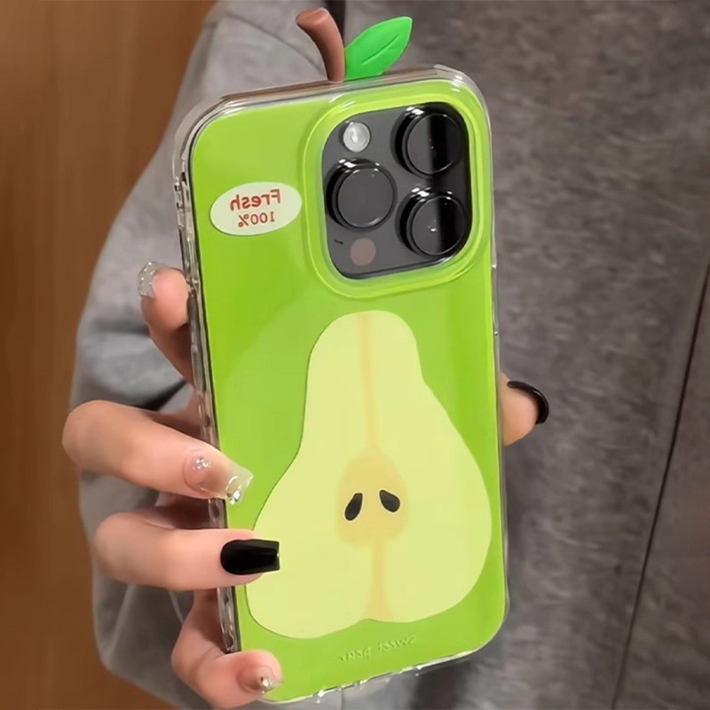 เกาหลีIns 3D Creative Coreสีเขียวเคสโทรศัพท์สําหรับIPhone 16 15 14 13 12 11 Pro Max X XR XS 7 8 Plus