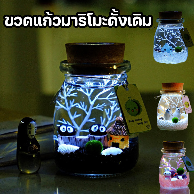 ชุดมาริโมะ ขวดแก้วมาริโมะดั้งเดิม ของเล่นขแก้ว marimo มอสบอล ชุดพร้อมเลี้ยงมาริโมะแท้