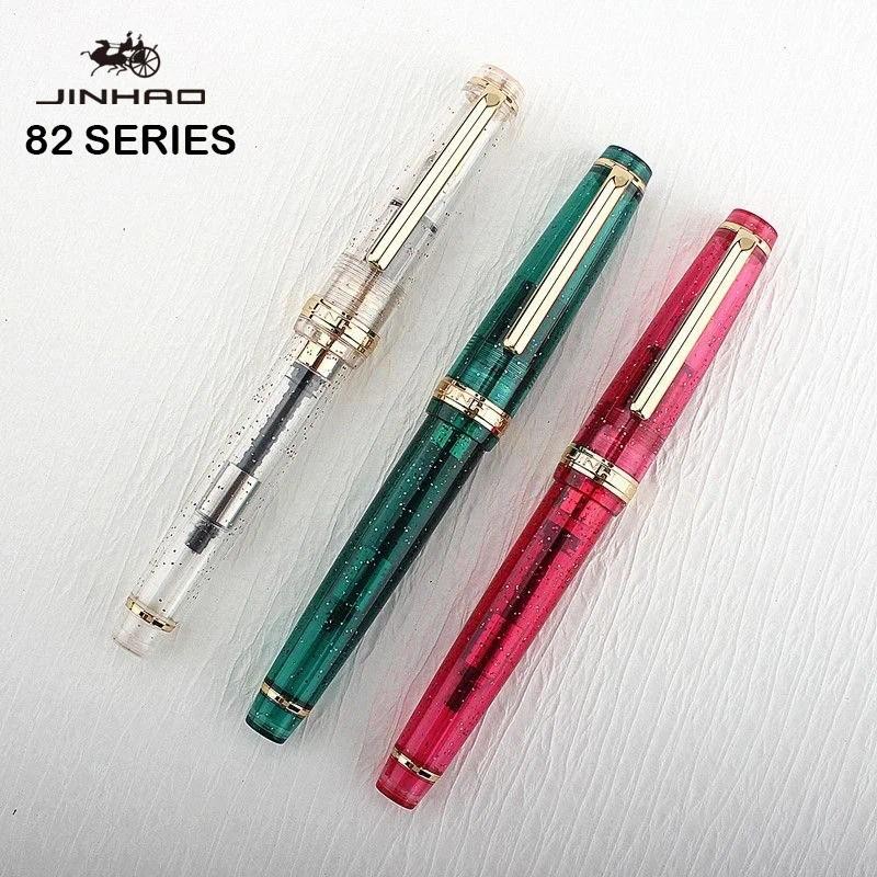 JINHAO 82 Fountain ปากกาอะคริลิค EF FM 1.0 Nib ธุรกิจเขียนหมึกปากกาทองคลิปอุปกรณ์การเรียน