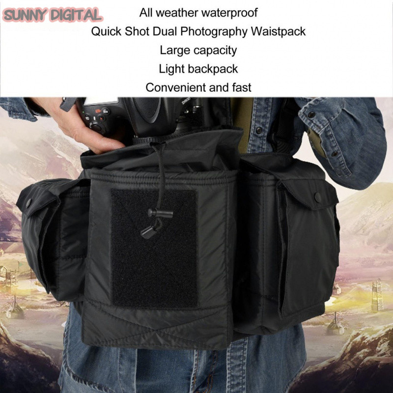 กระเป๋ากล้อง SLR DSLR กระเป๋ากล้องสำหรับช่างภาพเดินป่าถ่ายภาพเดินทางผู้ชายผู้หญิงสีดำขนาดกลาง