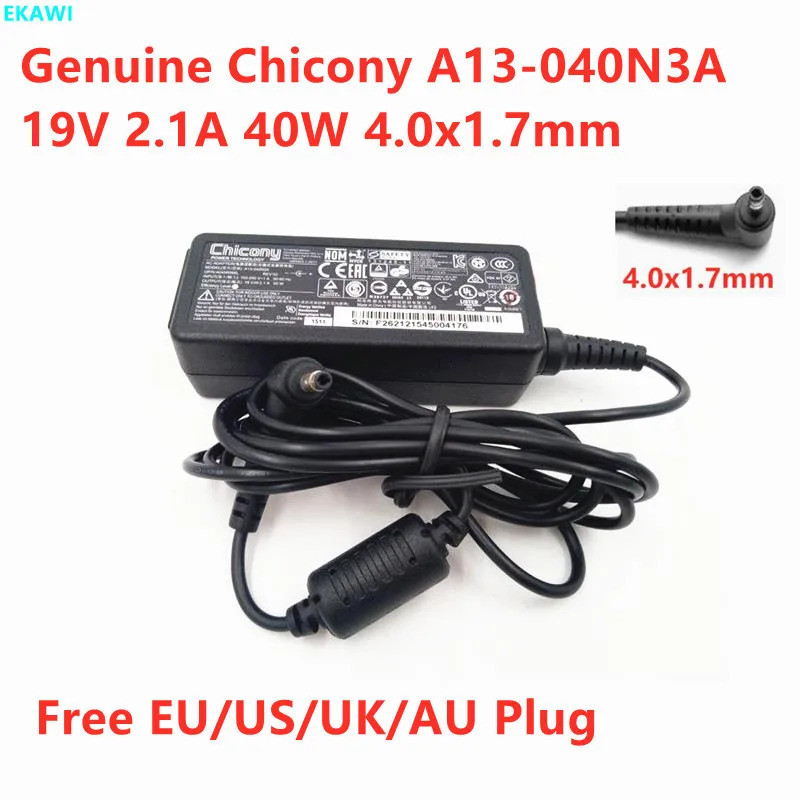 ของแท้ Chicony A13-040N3A 19V 2.1A 40W 4.0x1.7 มม.A040R079L A040R066L อะแดปเตอร์ AC สําหรับแล็ปท็อปแ