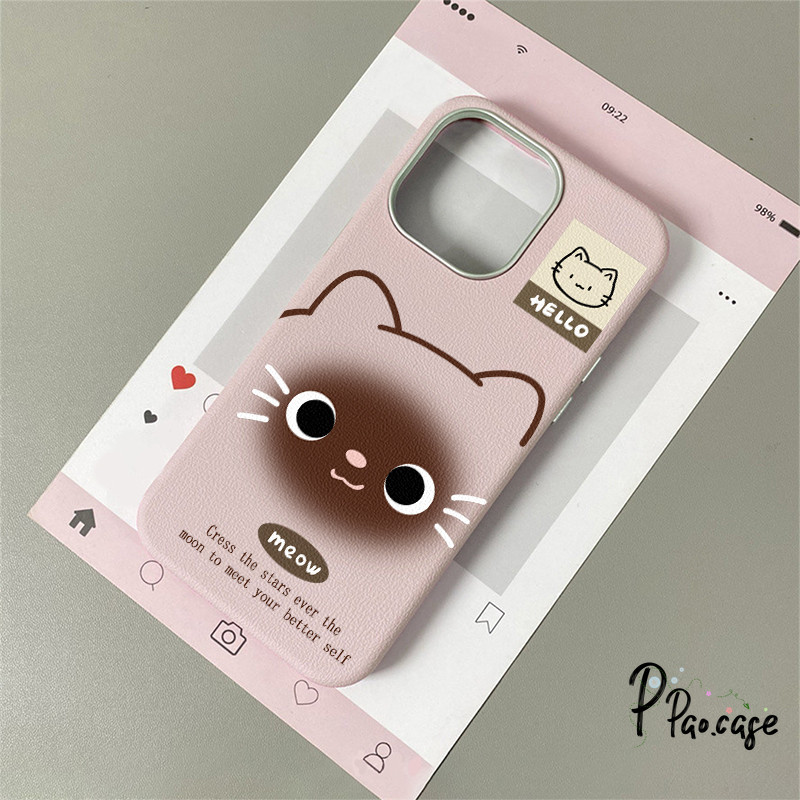 เคสไอโฟน 16 สำหรับ IPhone 11 13 15 16 14 12 Pro Max 15 14 16 6S 6 Plus XR XS X เคสหนังลายการ์ตูนแมวสุดตลก