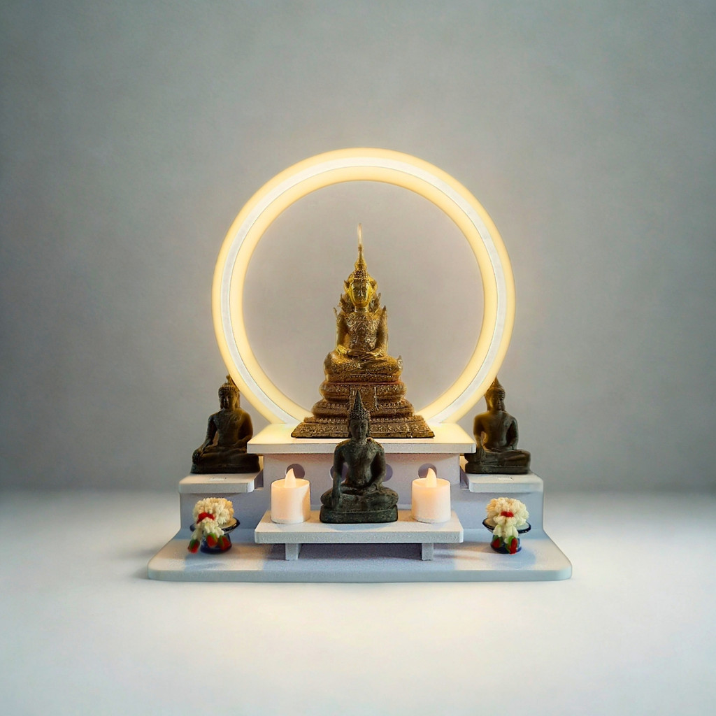 หิ้งพระพิฆเนศ มีไฟ วงกลม มินิมอล โมเดิร์น ชั้นวางพระ หิ้งพระพิฆเนศ NEON-01