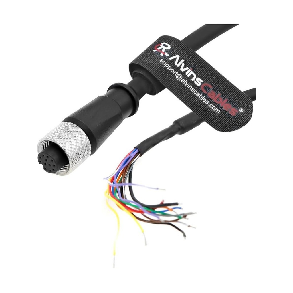 M12 A-Code 12 Pin Female toOpen End Power I/O Cable สําหรับกล้องอุตสาหกรรม Cognex